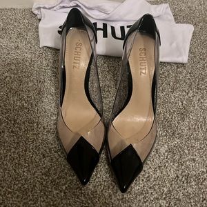 Clear & Black Schutz high heels